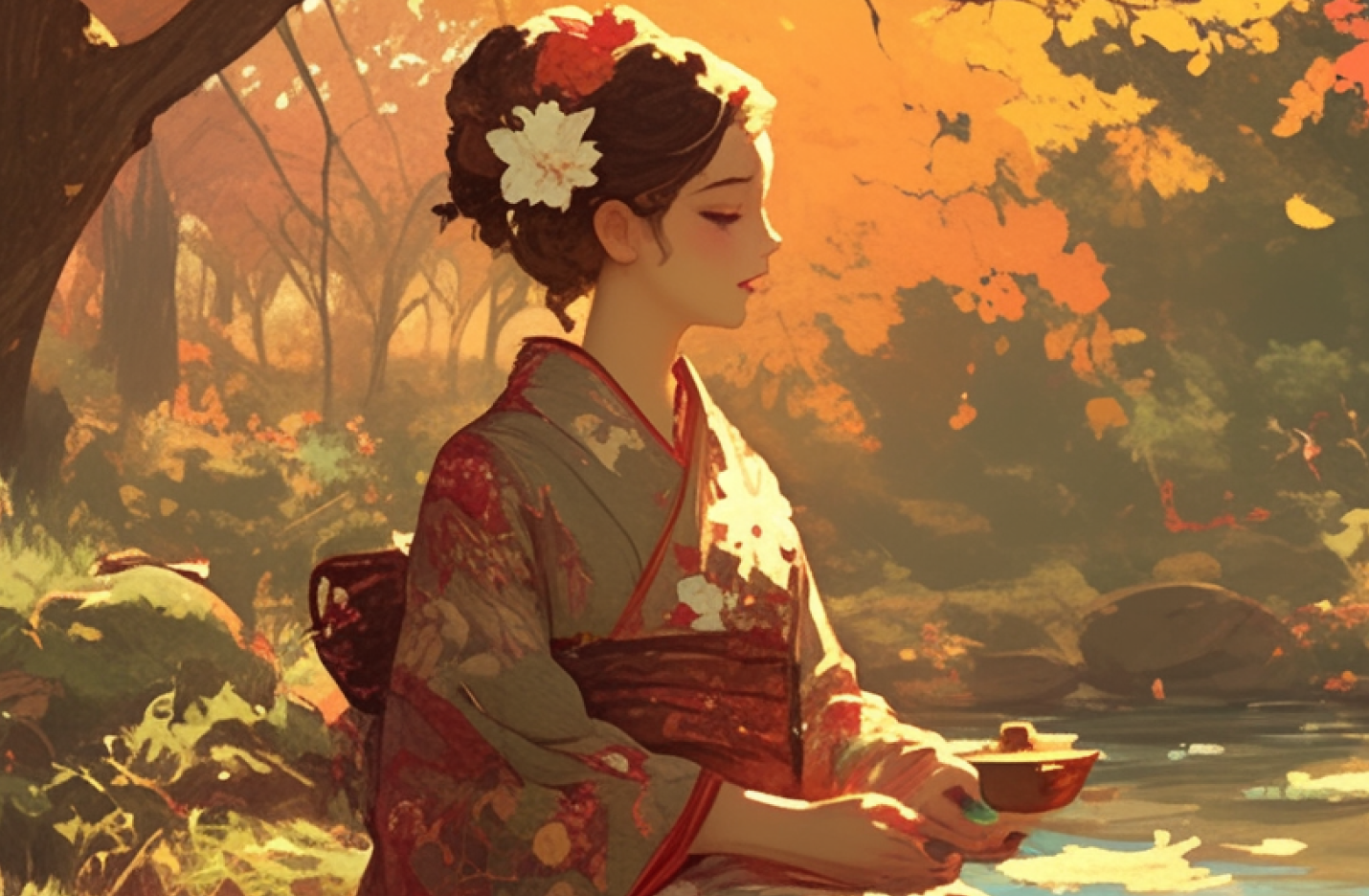 浴衣を着た女性のイラスト