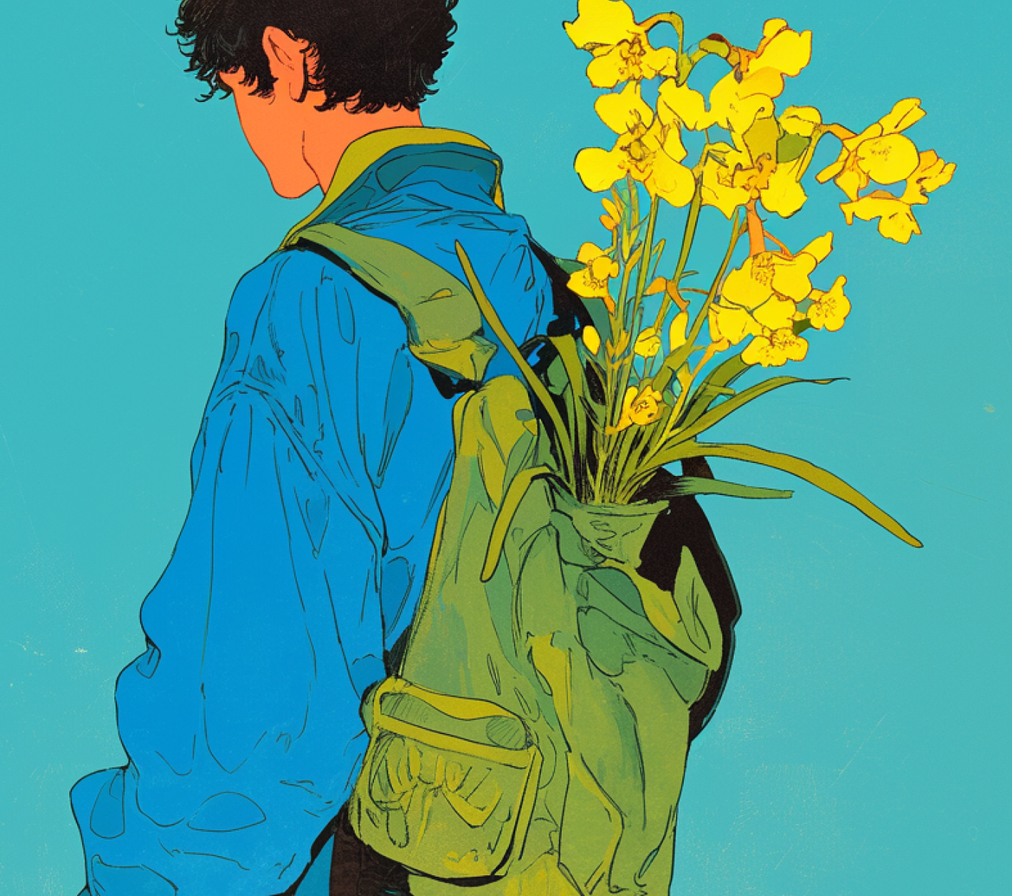 クリエイティブな活動する男性のイラスト